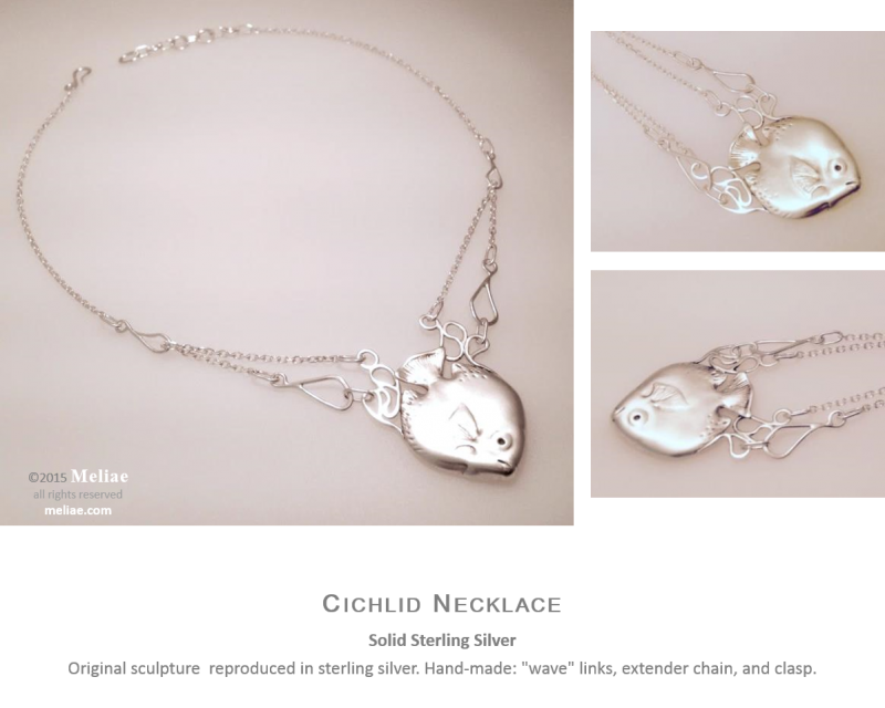 Cichlid Necklace, solid sterling silver, original sculpture