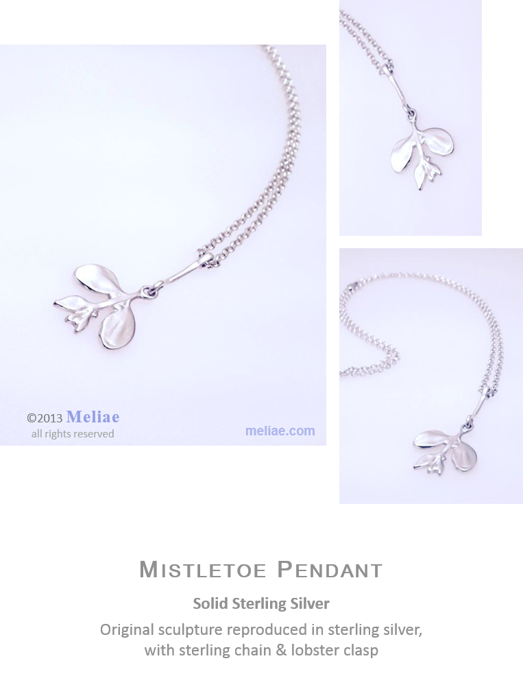 mistletoe pendant, solid sterling silver, original sculpture